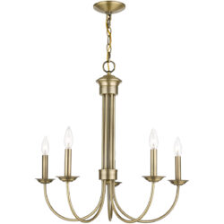 5 Light Antique Brass Chandelier with Steel base material-Lighting LumensChandeliers