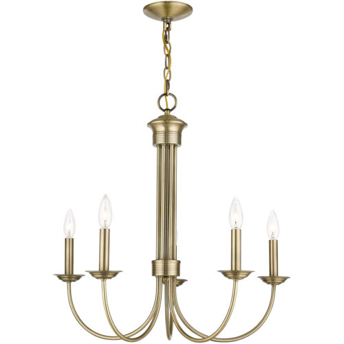 5 Light Antique Brass Chandelier with Steel base material-Lighting LumensChandeliers