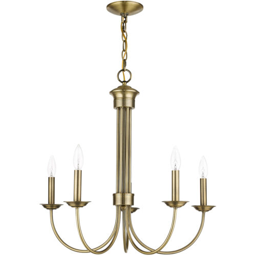 5 Light Antique Brass Chandelier with Steel base material-Lighting LumensChandeliers