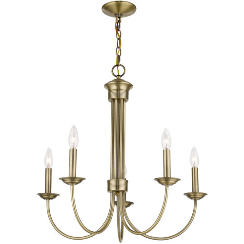 5 Light Antique Brass Chandelier with Steel base material-Lighting LumensChandeliers