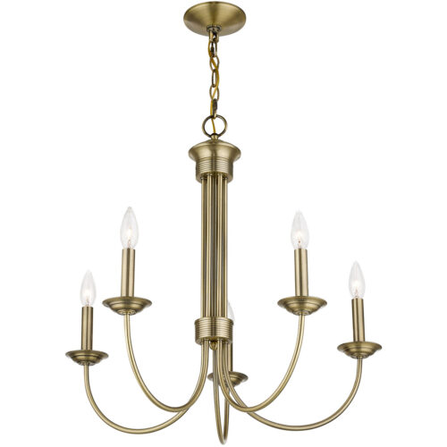 5 Light Antique Brass Chandelier with Steel base material-Lighting LumensChandeliers