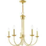 5 Light Polished Brass Chandelier with Steel base material-Lighting LumensChandeliers