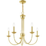 5 Light Polished Brass Chandelier with Steel base material-Lighting LumensChandeliers