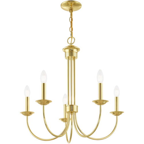 5 Light Polished Brass Chandelier with Steel base material-Lighting LumensChandeliers