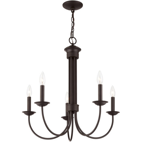 5 Light Bronze Chandelier with Steel base material-Lighting LumensChandeliers