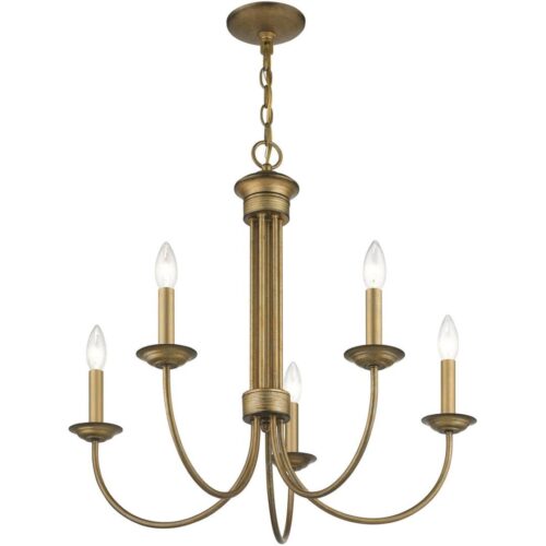 42685-48 5 Light Antique Gold Leaf Chandelier-Lighting LumensChandeliers