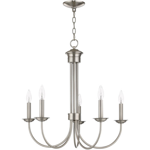 5 Light Brushed Nickel Chandelier with Steel base material-Lighting LumensChandeliers