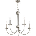 5 Light Brushed Nickel Chandelier with Steel base material-Lighting LumensChandeliers