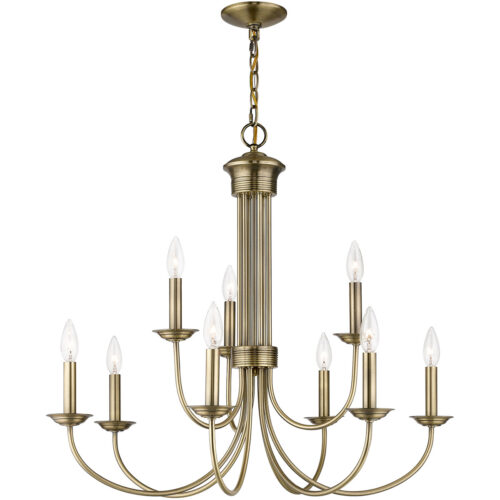 9 Light Antique Brass Chandelier with Steel base material-Lighting LumensChandeliers