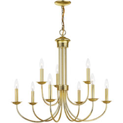 9 Light Polished Brass Chandelier with Steel base material-Lighting LumensChandeliers