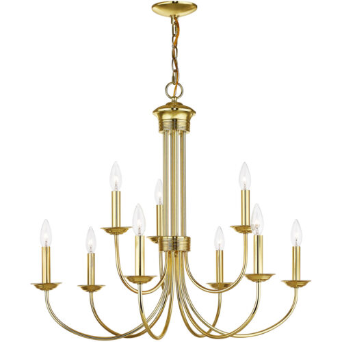 9 Light Polished Brass Chandelier with Steel base material-Lighting LumensChandeliers