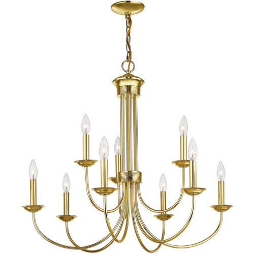 9 Light Polished Brass Chandelier with Steel base material-Lighting LumensChandeliers