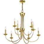 9 Light Polished Brass Chandelier with Steel base material-Lighting LumensChandeliers