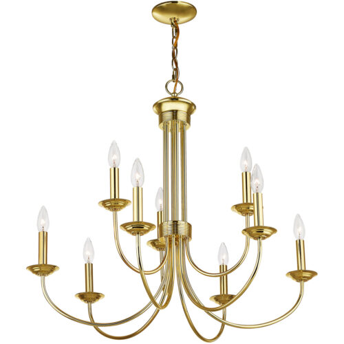 9 Light Polished Brass Chandelier with Steel base material-Lighting LumensChandeliers