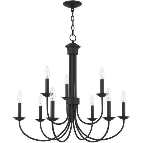 9 Light Black Chandelier with Steel base material-Lighting LumensChandeliers