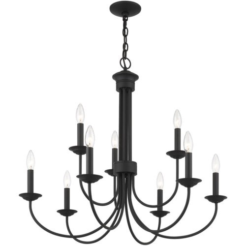 9 Light Black Chandelier with Steel base material-Lighting LumensChandeliers