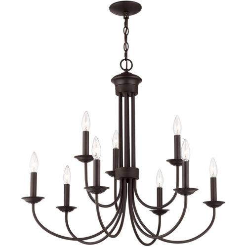 9 Light Bronze Chandelier with Steel base material-Lighting LumensChandeliers