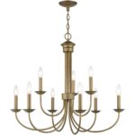 42687-48 9 Light Antique Gold Leaf Large 2-Tier Chandelier-Lighting LumensChandeliers