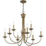 42687-48 9 Light Antique Gold Leaf Large 2-Tier Chandelier-Lighting LumensChandeliers