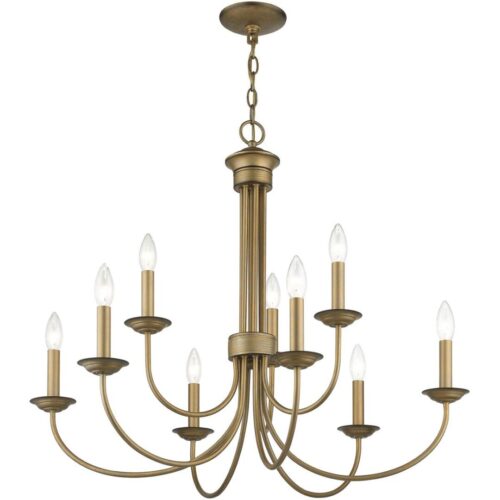 42687-48 9 Light Antique Gold Leaf Large 2-Tier Chandelier-Lighting LumensChandeliers