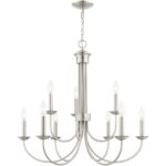 9 Light Brushed Nickel Chandelier with Steel base material-Lighting LumensChandeliers