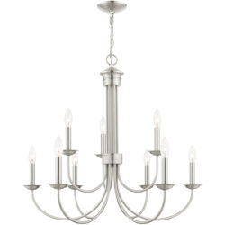 9 Light Brushed Nickel Chandelier with Steel base material-Lighting LumensChandeliers