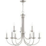 9 Light Brushed Nickel Chandelier with Steel base material-Lighting LumensChandeliers