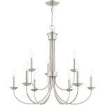 9 Light Brushed Nickel Chandelier with Steel base material-Lighting LumensChandeliers