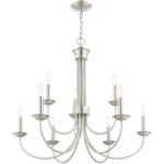 9 Light Brushed Nickel Chandelier with Steel base material-Lighting LumensChandeliers