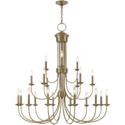 21 Light Antique Brass Foyer Chandelier with Steel base material-Lighting LumensChandeliers