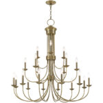 21 Light Antique Brass Foyer Chandelier with Steel base material-Lighting LumensChandeliers