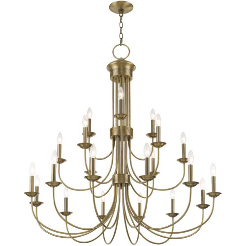 21 Light Antique Brass Foyer Chandelier with Steel base material-Lighting LumensChandeliers