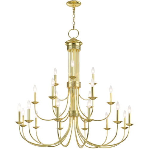 21 Light Polished Brass Foyer Chandelier with Steel base material-Lighting LumensChandeliers