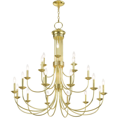 21 Light Polished Brass Foyer Chandelier with Steel base material-Lighting LumensChandeliers