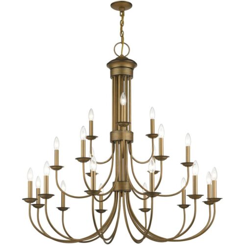 42688-48 21 Light Antique Gold Leaf Extra Large Chandelier-Lighting LumensChandeliers