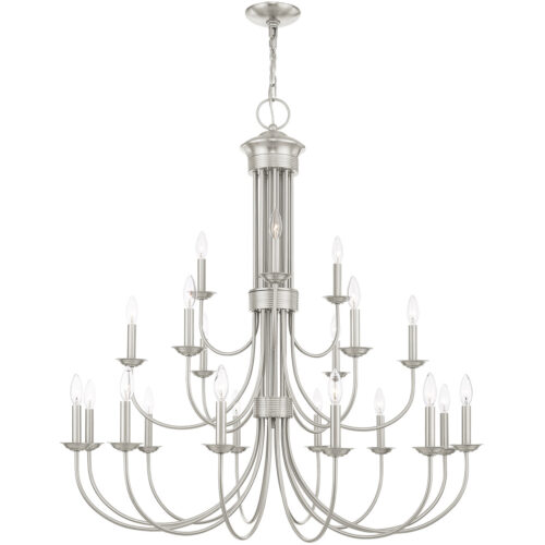 21 Light Brushed Nickel Chandelier with Steel base material-Lighting LumensChandeliers