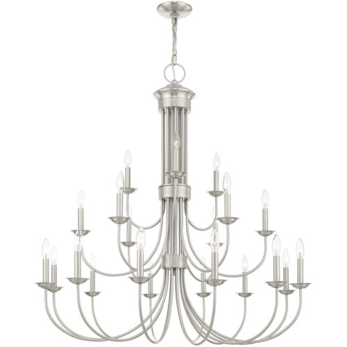 21 Light Brushed Nickel Chandelier with Steel base material-Lighting LumensChandeliers