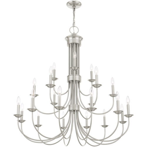 21 Light Brushed Nickel Chandelier with Steel base material-Lighting LumensChandeliers