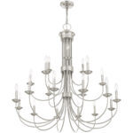 21 Light Brushed Nickel Chandelier with Steel base material-Lighting LumensChandeliers