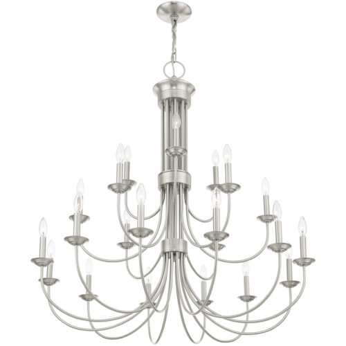 21 Light Brushed Nickel Chandelier with Steel base material-Lighting LumensChandeliers