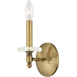 5 inch 1 Light Antique Brass Wall Sconce with Clear Crystal Bobeche Shade-Lighting LumensWall Sconces