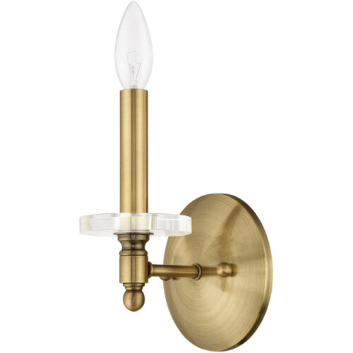 5 inch 1 Light Antique Brass Wall Sconce with Clear Crystal Bobeche Shade-Lighting LumensWall Sconces