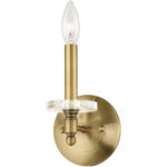 5 inch 1 Light Antique Brass Wall Sconce with Clear Crystal Bobeche Shade-Lighting LumensWall Sconces