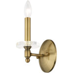 5 inch 1 Light Antique Brass Wall Sconce with Clear Crystal Bobeche Shade-Lighting LumensWall Sconces