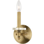 5 inch 1 Light Antique Brass Wall Sconce with Clear Crystal Bobeche Shade-Lighting LumensWall Sconces