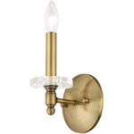 5 inch 1 Light Antique Brass Wall Sconce with Clear Crystal Bobeche Shade-Lighting LumensWall Sconces