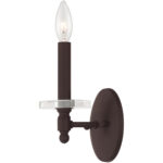 5 inch 1 Light Bronze Wall Sconce with Clear Crystal Bobeche Shade-Lighting LumensWall Sconces