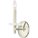 5 inch 1 Light Polished Nickel Wall Sconce with Clear Crystal Bobeche Shade-Lighting LumensWall Sconces