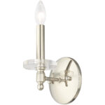 5 inch 1 Light Polished Nickel Wall Sconce with Clear Crystal Bobeche Shade-Lighting LumensWall Sconces