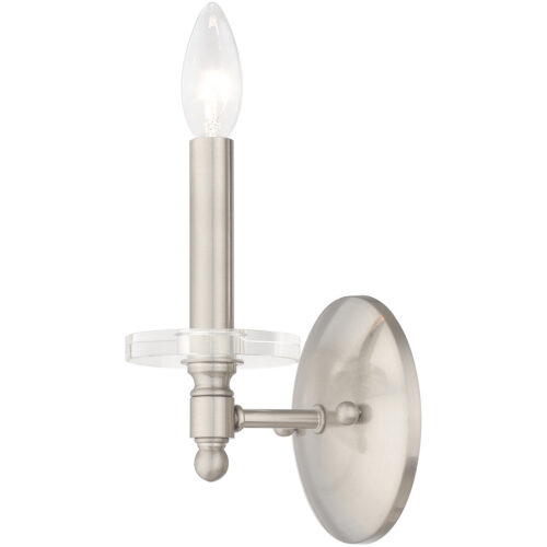 5 inch 1 Light Brushed Nickel Wall Sconce with Clear Crystal Bobeche Shade-Lighting LumensWall Sconces